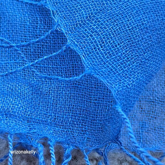 NWOT Linen Scarf Blue Fraas - Picture 5 of 6